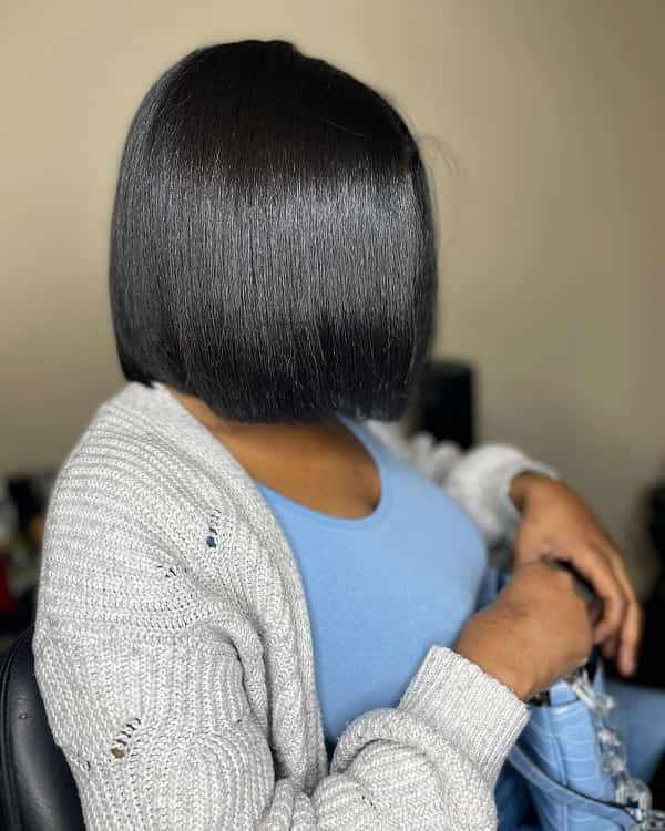 Chin-Length Bob With Sharp Glossy Finish, Office-Safe Version — Trendy Silk Press
