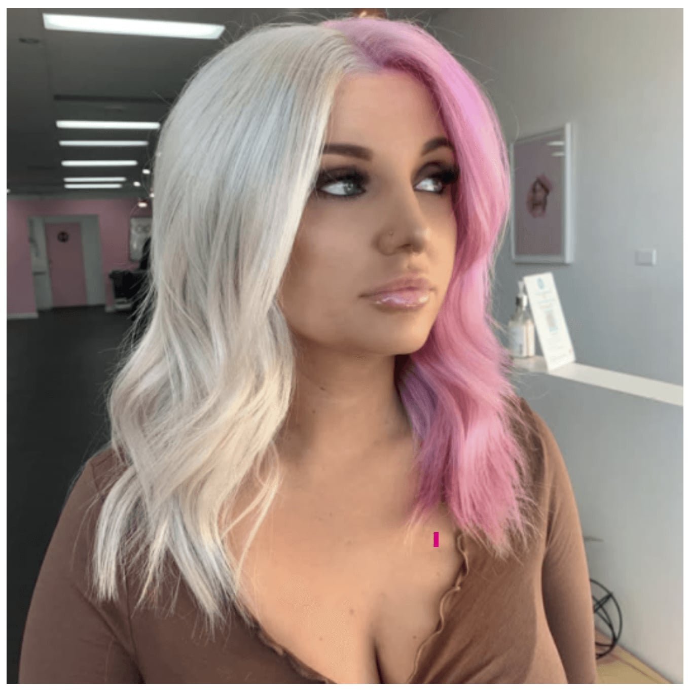 Layered Shoulder Length Split Dye Layered Shoulder Length Split Dye — Trendy Split Dye Hair