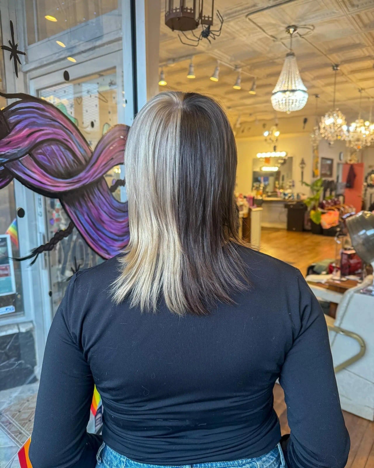 Shoulder Length Fine Hair Mullet Split Dye Shoulder Length Fine Hair Mullet Split Dye — Trendy Split Dye Hair