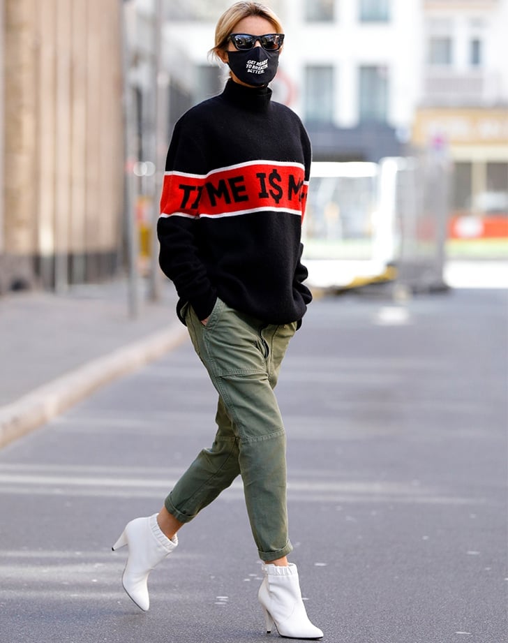 Ruffled White Ankle Boots With Cargo Pants Ruffled White Ankle Boots With Cargo Pants — Trendy White Boots Outfit