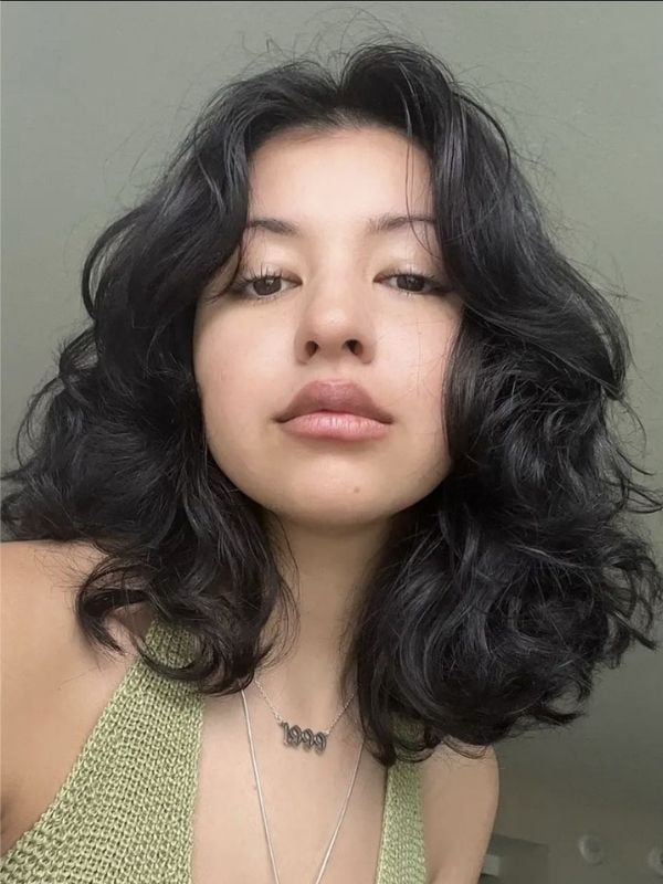 Collarbone Layers With Face-Framing Bangs, A Woman With Dark Brown Collarbone Layers With Face-Framing Bangs, A Woman With Dark Brown — Wavy Hair Hairstyles