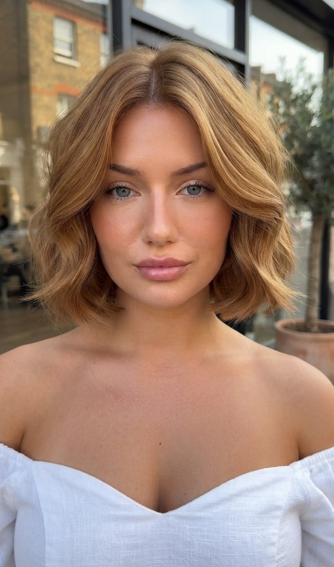 Chin Length Choppy Bob With Curtain Bangs Chin Length Choppy Bob With Curtain Bangs — Wavy Hair Hairstyles