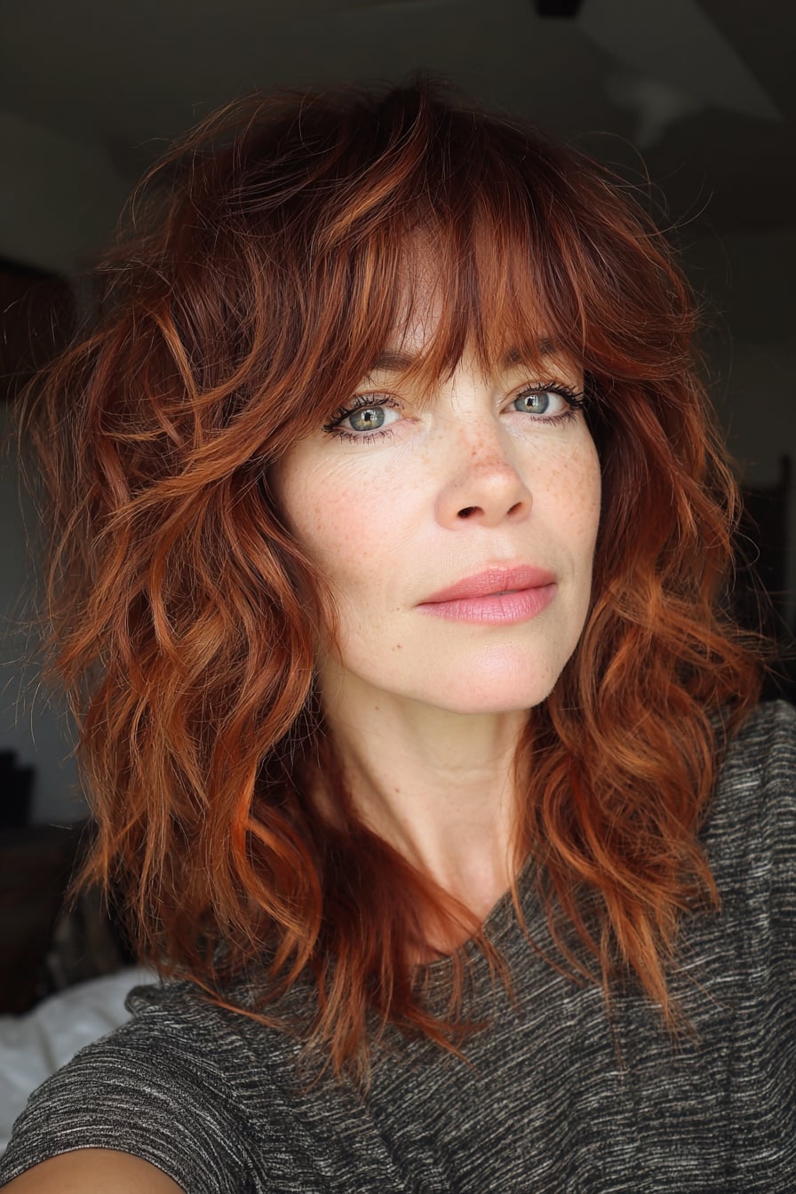 Shag Cut With Copper Waves Shag Cut With Copper Waves — Wavy Hair Hairstyles