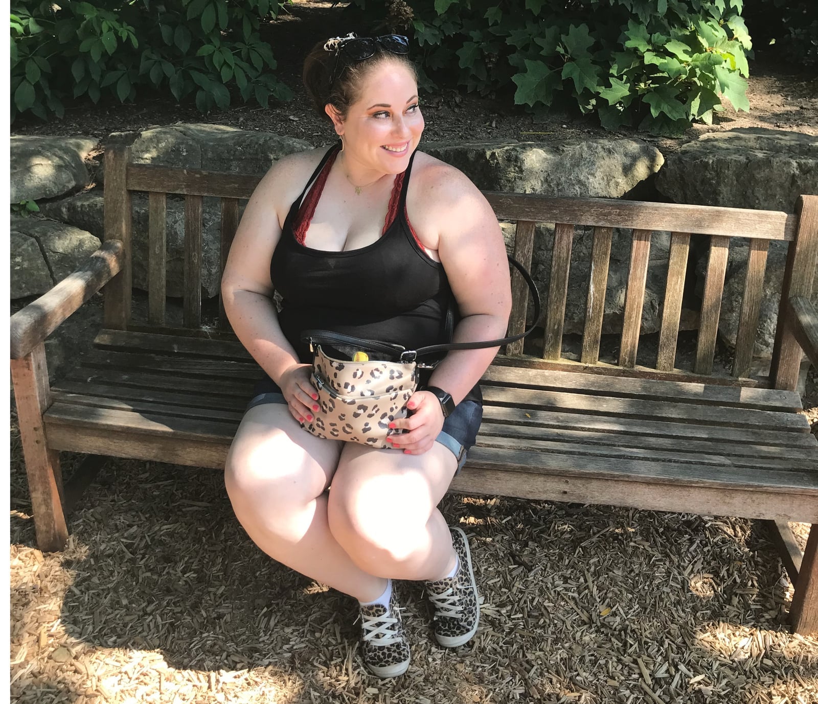 Denim shorts and tank top with leopard print accents Denim shorts and tank top with leopard print accents — Zoo Outfits